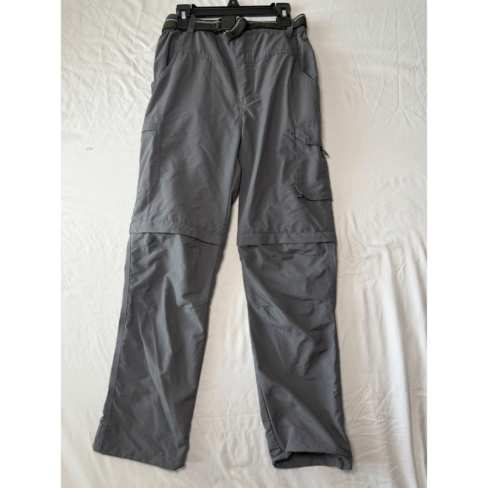 Boys Large Convertible Hiking Pants Gray Zip Off Cargo Outdoor Trail Kids